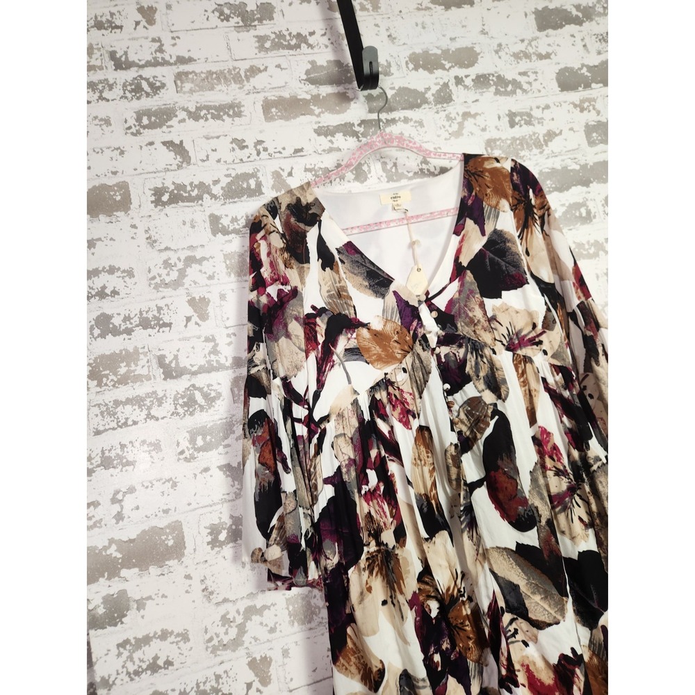 Entro Mini Boho Floral Dress Small V-Neck Button Details Bell Sleeve Lined Artsy - Picture 2 of 16